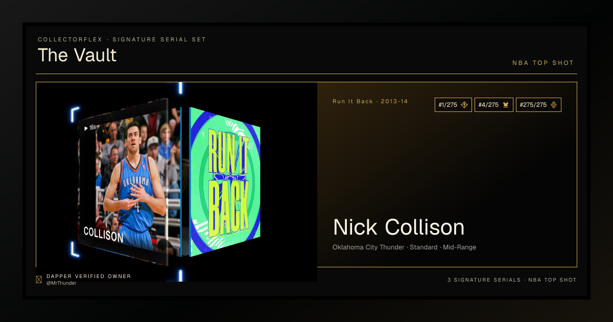 Nick Collison · Signature Serial Set in a CollectorFlex triptych