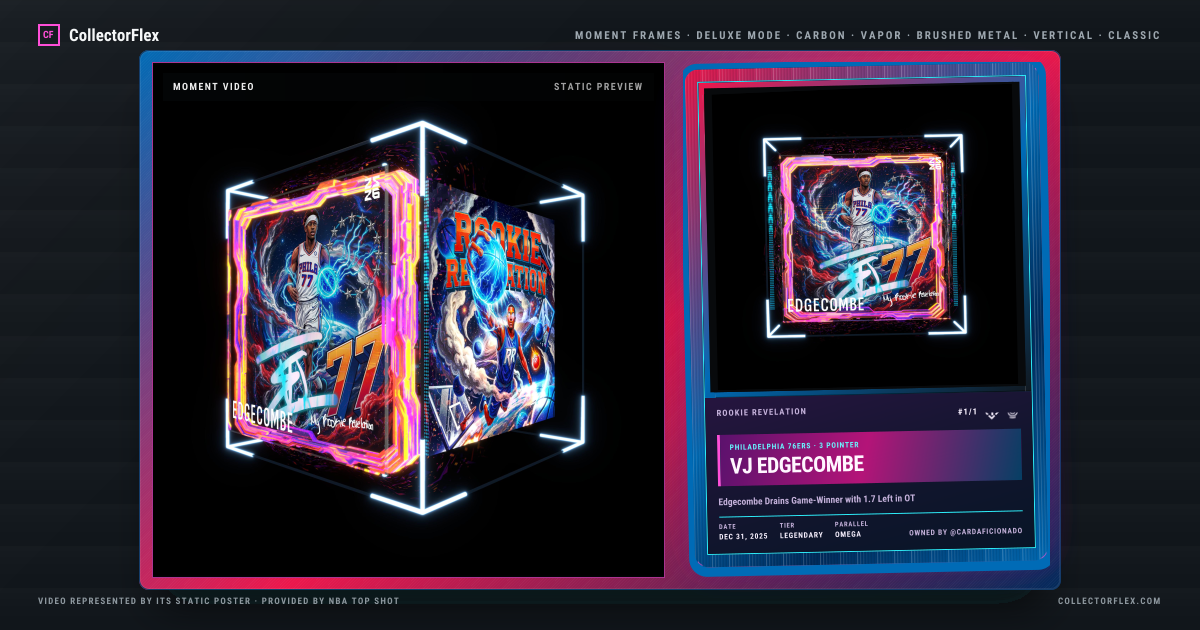 VJ Edgecombe in a CollectorFlex Frame